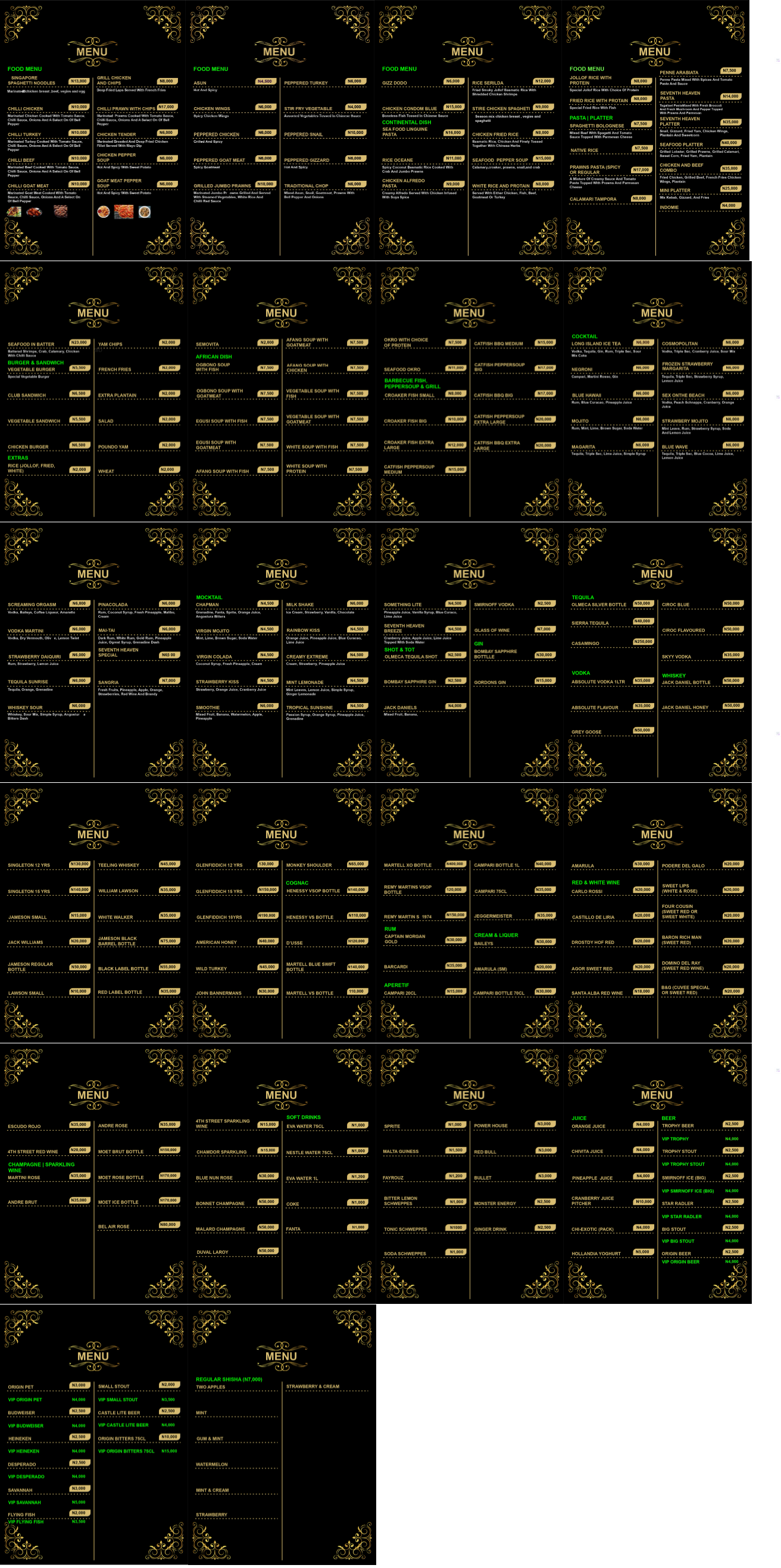 Restaurant Menu Lounge